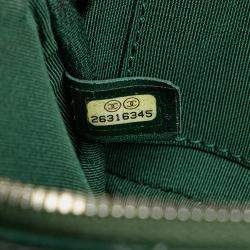 Pre Owned Chanel Green Stitched Calfskin and Grosgrain Button Up Double Zip Camera Bag