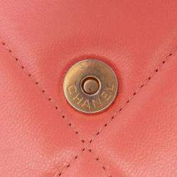 Pre Owned محفظة شانيل \"19\" جلد الضأن مبطن وردي مع سلسلة