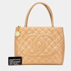 Pre Owned Chanel Brown Caviar Medallion Tote