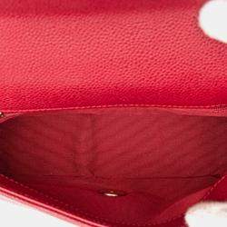 مملوكة مسبقًا حقيبة شانيل كافيار مبطنة حمراء صغيرة فلاب كاري أروند