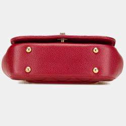 مملوكة مسبقًا حقيبة شانيل كافيار مبطنة حمراء صغيرة فلاب كاري أروند