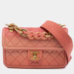 Pre Owned Chanel Pink Small Quilted Caviar Sunset On The Sea Flap