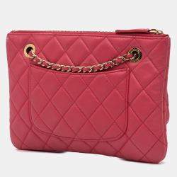 مملوكة مسبقًا Chanel Pink Quilted Lambskin Double Case with Chain