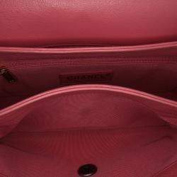 Pre Owned Chanel Pink Quilted Calfskin Straight Lined Flap