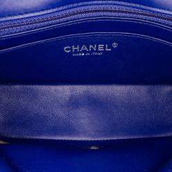Pre Owned Chanel Blue Mini Rectangular Classic Chevron Patent Single Flap