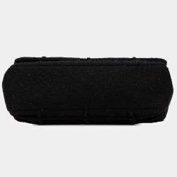مملوكة مسبقًا Chanel Black Jumbo Reissue 2.55 Choco Bar Wool Felt Identification Flap