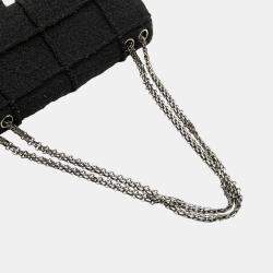 مملوكة مسبقًا Chanel Black Jumbo Reissue 2.55 Choco Bar Wool Felt Identification Flap
