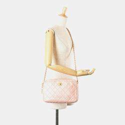 Pre Owned حقيبة شانيل كروس بودي كاميرا جلد خروف مبطن سي سي وردي