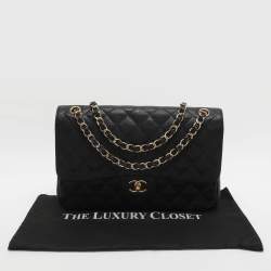 مملوكة مسبقًا Chanel Classic Double Flap Large Black Caviar Leather Shoulder Bag