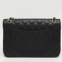 مملوكة مسبقًا Chanel Classic Double Flap Large Black Caviar Leather Shoulder Bag