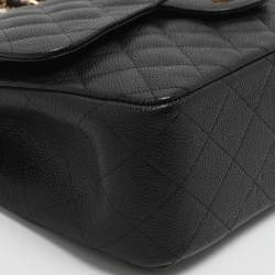 مملوكة مسبقًا Chanel Classic Double Flap Large Black Caviar Leather Shoulder Bag
