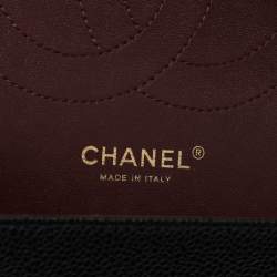 مملوكة مسبقًا Chanel Classic Double Flap Large Black Caviar Leather Shoulder Bag