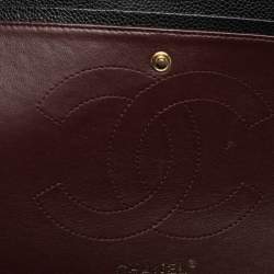 مملوكة مسبقًا Chanel Classic Double Flap Large Black Caviar Leather Shoulder Bag
