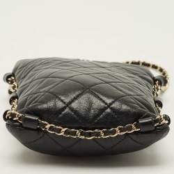 Pre Owned Chanel Chain Around Phone Black Quilted Leather Crossbody Bag
