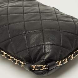 Pre Owned Chanel Chain Around Phone Black Quilted Leather Crossbody Bag