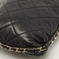 Pre Owned Chanel Chain Around Phone Black Quilted Leather Crossbody Bag