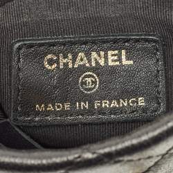 Pre Owned Chanel Chain Around Phone Black Quilted Leather Crossbody Bag