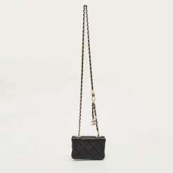 مملوكة مسبقًا Chanel Classic Black Quilted Caviar Leather Coin Purse with Chain