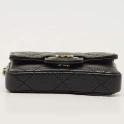 مملوكة مسبقًا Chanel Classic Black Quilted Caviar Leather Coin Purse with Chain