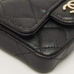مملوكة مسبقًا Chanel Classic Black Quilted Caviar Leather Coin Purse with Chain