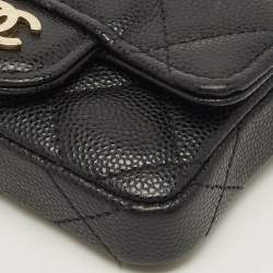 مملوكة مسبقًا Chanel Classic Black Quilted Caviar Leather Coin Purse with Chain