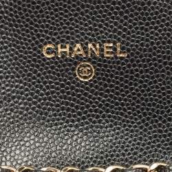 مملوكة مسبقًا Chanel Classic Black Quilted Caviar Leather Coin Purse with Chain