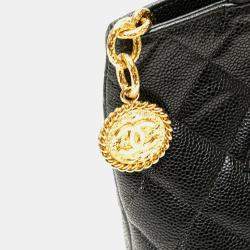 Pre Owned حقيبة يد شانيل ميداليون كافيار سوداء