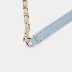 Pre Owned Chanel Blue White CC Quilted Calfskin Single Flap