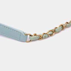 Pre Owned Chanel Blue White CC Quilted Calfskin Single Flap