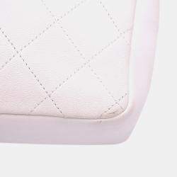 Pre Owned Chanel Blue White CC Quilted Calfskin Single Flap