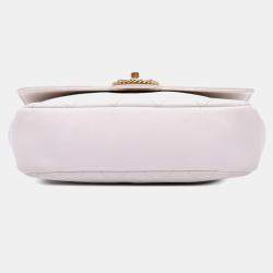 Pre Owned Chanel Blue White CC Quilted Calfskin Single Flap