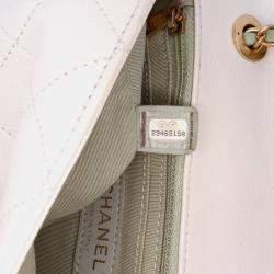 Pre Owned Chanel Blue White CC Quilted Calfskin Single Flap