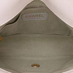 Pre Owned Chanel Blue White CC Quilted Calfskin Single Flap