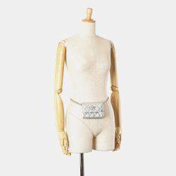 Pre Owned حقيبة حزام شانيل ستار كريستال لامبسكين فضي ميتاليك