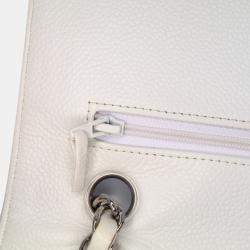 Pre Owned Chanel White Medium Classic Caviar Double Flap