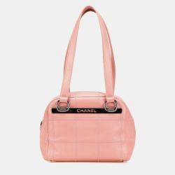 Pre Owned Chanel Pink Small Choco Bar Caviar Shoulder Bag