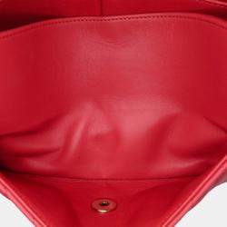 Pre Owned حقيبة شانيل وردي متوسط كلاسيك شيفرون جلد خروف مزدوجة قلاب