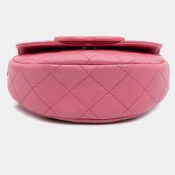 Pre Owned حقيبة شانيل فلاب رسائل كافيار مبطن صغيرة وردية اللون