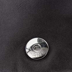 مملوكة مسبقًا حقيبة شانيل رفرف كريستال CC جلد لامب سكِن مضغوط معدني أسود