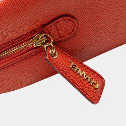 Pre Owned Chanel Orange Grained Calfskin Tote