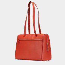 Pre Owned Chanel Orange Grained Calfskin Tote