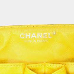 Pre Owned Chanel Yellow Chevron Jersey East West Flap