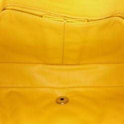 Pre Owned Chanel Yellow Chevron Jersey East West Flap