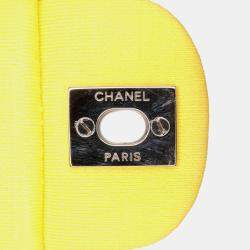 Pre Owned Chanel Yellow Chevron Jersey East West Flap