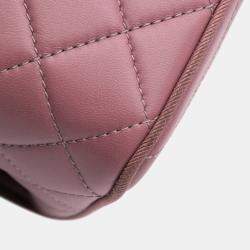 Pre Owned Chanel Pink Paris Seoul Mini Lambskin Pagoda Single Flap