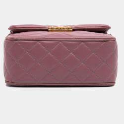 Pre Owned Chanel Pink Paris Seoul Mini Lambskin Pagoda Single Flap