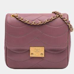 Pre Owned Chanel Pink Paris Seoul Mini Lambskin Pagoda Single Flap