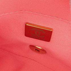 مملوكة مسبقًا حقيبة شانيل فلووو تاون فلاب جلد لامبسكين وردي صغير مبطن