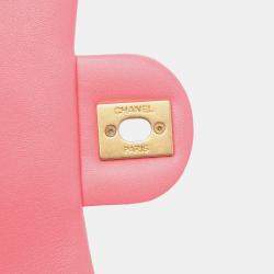 مملوكة مسبقًا حقيبة شانيل فلووو تاون فلاب جلد لامبسكين وردي صغير مبطن