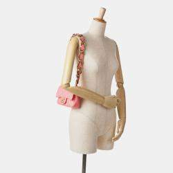 مملوكة مسبقًا حقيبة شانيل فلووو تاون فلاب جلد لامبسكين وردي صغير مبطن